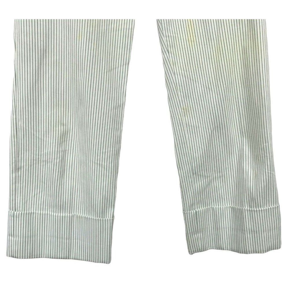 Ann Taylor Loft Sz 2 Marisa Cuffed Capri Pants Pinstripe White with Green - Picture 3 of 5